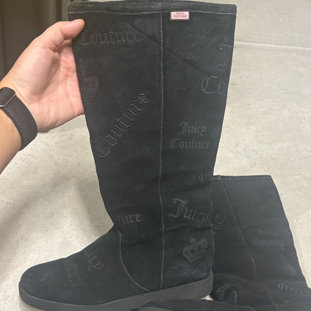 Juicy Couture Black Embossed Rain Boots